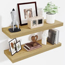 Fun Memories 32 x 10 Floating Shelves Wall-Mounted - Rustic Wood Shelf - 10 Inch Deep Floating Shelves for Wall - Large Storage Shelf for Bathroom - Kitchen & Bedroom - Oak - Set of 2 by CozyNest Decor