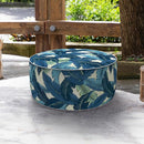 LVTXIII Indoor/Outdoor Inflatable Ottoman, D31 x H14 Inch Large Round Ottoman, All Weather Foot Rest Stool, Portable Footrest for Patio, Garden, Camping and Home - Swaying Palms Blue by CozyNest Decor