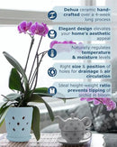Whispering Winds Ceramic 5 x 6 Inch Orchid Pot with Holes & Saucer for Aeration and Drainage - Decorative Orchid Pots for Repotting, Prevent Over Watering & Root Rot (Charlotte Blue) by GreenHaven Gardens
