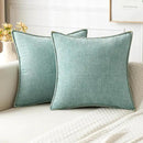 MIULEE Pack of 2 Couch Throw Pillow Covers 18x18 Inch Aqua Green Farmhouse Decorative Pillow Covers with Stitched Edge Soft Chenille Solid Dyed Spring Pillow Covers for Sofa Bed Living Room by CozyNest Decor