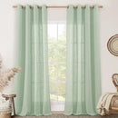 LAMIT 95 Inches Long Fresh Green Linen Curtains for Living Room, Bronze Grommet Linen Textured Curtains Light Filtering Boho Drapes for Bedroom/Dining Room, Set of 2, 52 x 95 Inch by CozyNest Decor
