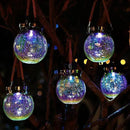 Cooo 4 Pack Solar Lantern Outdoor Waterproof Iridescent Crackle Glass with 215% Larger Solar Panel, Stainless Steel Lid – Rainbow Glass Hanging Light with Cool White LED for Garden Patio Table by CozyNest Decor