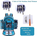 Apollo Walker Picnic Backpack Set for 2 Person with Cooler Compartment, Detachable Bottle/Wine Holder, Fleece Blanket, Plates and Cutlery Set (Teal) by GreenHaven Gardens