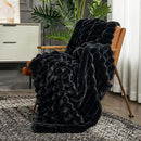 Cozy Bliss Faux Fur Throw Blanket for Couch, Cozy Warm Plush Striped Blanket for Sofa Bedroom Living Room,60 * 80 Inches Black by CozyNest Decor