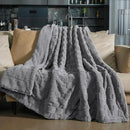 Pawque Super Soft Cozy Throw Blanket Twin Size for Couch Bed, Fluffy Sherpa Fleece Reversible Thick Warm Fuzzy Blanket for All-Season, 3D Checkered Jacquard Decorative Blankets, Grey, 60" x 80" by CozyNest Decor