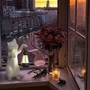 Solar Powered Garden Resin Statue Lights, 10 Inch Waterproof Outdoor Animal Cute Cat Figurine Lights, Suitable for Patios, Balconies, Lawns, Courtyards, Etc. (Hand) by GreenHaven Gardens