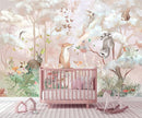 Kids Safari Wallpaper for Nursery, Woodland Fox Squirrel Rabbit Animals Wall Mural Pink Forest Wallpaper for Bedroom Living Room Children's Room(Not Self-Adhesive) by TinyTreasures Baby Boutique