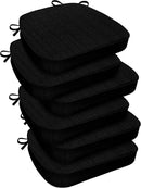 downluxe Chair Cushions for Dining Chairs, Waterproof Kitchen Chair Pads, Non-Slip Dining Seat Cushion with Ties, 17" x 16" x 2.5", Black, 6 Pack by CozyNest Decor