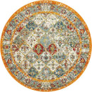 Unique Loom Rosso Collection Vintage, Traditional, Bohemian, Geometric, Distressed, Southwestern Area Rug, 4' 0" x 4' 0", Multi/Orange by CozyNest Decor