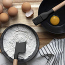 Country Kitchen Non Stick Silicone Utensil Set with Rounded Wood Handles for Cooking and Baking, 6 Piece Set, Black by CozyNest Decor
