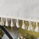 Sutuo Home Boho Sheer Curtain Valance Tier Cotton Linen with Bohemian Handmade Tassels, Short French Farmhouse Window Treatment for Kitchen Cafe, Rod Pocket, 1 Panel 59" W x 24" L, Natural Textured by CozyNest Decor