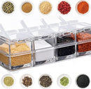 Clear Spice Containers, 4 Pieces Condiment Container with Lids for Salt Sugar, Acrylic Spice Rack Spice Container with Spoon by CozyNest Decor