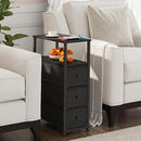 TUTOTAK Narrow Night Stand, Slim End Table, Tall Side Table with 3 Fabric Drawer, Small Bedside Table with Storage, Set of 2, for Living Room, Bedroom, Black TB01BK072 by CozyNest Decor