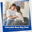 Hobestluk 4.5FT Bean Bag Chair Giant Bean Bag Chair with Filler Included Adult Bean Bag Chairs with Removable Cover for Bedroom Living Room - (Jumbo, Grey) by CozyNest Decor
