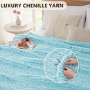 L'AGRATY Chenille Chunky Knit Blanket, Light Blue, 60x80, Heavyweight Throw Blanket for Home Decor by CozyNest Decor