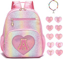 I IHAYNER Kids Glitter Lightweight Backpack for School Travel & Daycare, Toddler Backpack for Girls 3+ Preschool Kindergarten Elementary Kids Backpack-Rainbow Pink A by TinyTreasures Baby Boutique