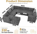 Modular Sectional Sofa with Chaise U Shaped Sectional Couch for Living Room, 8-Seater Comfy Cloud Couches with One Movable Ottoman, Plush Corduroy, Gray by CozyNest Decor