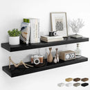 RICHFOCUS 48Inch Floating Shelves for Wall 2 Pack Shelves for Bedroom|Kitchen|Bathroom Wall Mounted Rustic Wood Floating Shelf with Invisible Brackets for Books|Storage|Decor, Black by CozyNest Decor