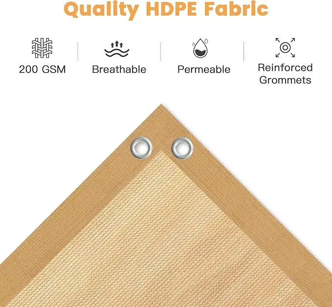 VICLLAX Shade Fabric Sun Shade Cloth with Every 2 FT Grommets for Patio Garden Pergola Cover Canopy 14x16 FT, Wheat, photo 3 of 7