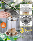 iBorn Metal Bird Feeders for Outdoors,Easy Clean Bird Seed Feeder,Hanging Bird Feeder for Seeds with Gift Box,3-Second Refill Bird Feeder,Nickle 6 Port (Seed is not Included) by CozyNest Decor