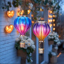 TERESA'S COLLECTIONS 2 Pack Hanging Solar Lantern Outdoor Garden Decor for Valentine ,Waterproof Plastic Hot Air Balloon Purple Flickering Flame Effect Lantern for Yard Tree Gift for Mom,18" by GreenHaven Gardens