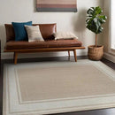 Beverly Rug Large Outdoor Rug 10x14 Modern Bordered Area Rugs for Indoor and Outdoor Patio Deck Porch Garden Waterproof Weather Sun Resistant Washable Outside Carpet (10 x 14 Beige) by CozyNest Decor