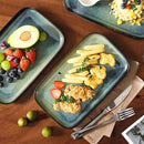 vancasso Stern Serving Platters Set of 4, 11 Inches Rectangular Ceramic Serving Plates, Green Serving Trays for Entertaining by CozyNest Decor
