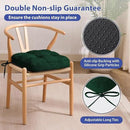 Chair Cushions for Dining Chairs, Dining Chair Cushions, Tufted Indoor Chair Pads with Ties & Non Slip Backing, Seat Cushions for Kitchen Chairs 16.5” x 16.5” x 3.5”, Set of 4, Green by GreenHaven Gardens