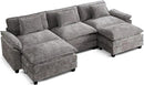 URRED Modular Sectional Sofa Comfy Cloud Couch, Modern Chenille Sofa Sleeper Deep Seat Couches with Ottoman/Pillows for Living Room (Gray, 117'' - U Shape) by CozyNest Decor