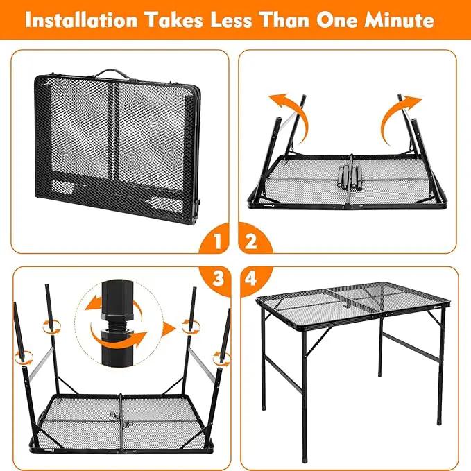 Folding Table, Easy for Storage, Compact and Portable Picnic Table for Grill, Outdoor Camping, Garden, Patio, Dining, BBQ, Party, Market, 3Ft (Medium, Black), photo 7 of 7