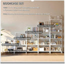 4NM 2 Tiers No-Assembly Folding Bookshelf with Wheels, Portable Rolling Storage Bookcase & Compact Side Table for Living Room, Bedroom, Kitchen, Bathroom (All White) by CozyNest Decor