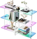 Acrylic Bookshelf, Small 3 Tier Open Bookcase for Small Spaces,Sofa Table, Hallway Entry Table for Home Living Room (Iridescent, 39.4" x 11.8" x 31.5) by CozyNest Decor