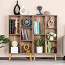 5 Cube Small Bookshelf,3 Tier Mid-Century Modern Bookcase with Legs,Wood Kids Bookshelves Storage Organizer Shelf,Free Standing Narrow Book Shelves,Oak Grey Corner Bookcases for Bedroom,Living Room by CozyNest Decor