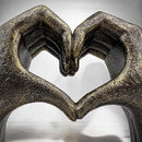 Top Brass Large Rustic Heart Hands Sculpture, 9 3/4” Resin Love Statue – Romantic Decor Accent for Shelf or Mantel – Perfect for Wedding, Valentine's Day or Anniversary (Rustic Cast Iron) by CozyNest Decor