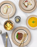 GBHOME Ceramic Dinnerware Sets, 18 Piece Embossed Elegant Stoneware Plates and Bowls Sets, Housewarming Wedding Gift | Dishwasher & Microwave Safe | Dishes Set Service for 8 by CozyNest Decor