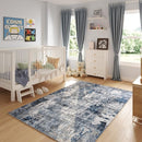 9x12 Rug Washable Boho Rug Soft Large Area Rug Non-Slip Non-Shedding Faux Wool Vintage Rug for Living Room, Farmhouse, Dining Room, Indoor, Kids Playroom, Blue by TinyTreasures Baby Boutique