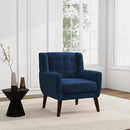 UIXE Velvet Accent Chairs Set of 2, Modern Arm Chair Mid-Century Living Room Armchair, Comfy Upholstered Button Tufted Reading Seat Bedroom Side Sitting, Royal Blue by CozyNest Decor