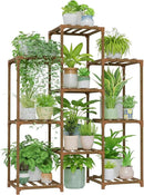 Bamworld Plant Stand Indoor Plants Shelf Outdoor Wood Plant Rack for 4 Tiers Large Flower Stand for Multiple Plants Ladder Plant Holder for Living Room Boho Home and Gardening by GreenHaven Gardens