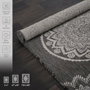 CAMILSON Outdoor Rug 5x7 Modern Area Rugs for Indoor and Outdoor Patios and Porches - Waterproof Washable Non-Shedding Easy-to-Clean Outside Carpet (5 x 7, Medallion - Dark Grey/Light Grey) by CozyNest Decor