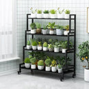 YIZAJIA Plant Stand Indoor 4 Tier Metal Outdoor Tiered Stands Shelf With wheel for Multiple Plants Potted Ladder Plant Holder Table Plant Pot Stand for Window Garden Balcony Living Room (4 Tier-Black) by GreenHaven Gardens