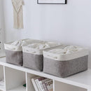 TheWarmHome Storage Baskets for Organizing, X Large - 3 Pack 17.7L×13.8W×9.8H in Foldable Storage Bins for Shelves, Fabric Storage Box for Closet Nursery Toy Gift (White & Grey) by TinyTreasures Baby Boutique