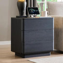 JXQTLINGMU 22" Modern Nightstand with Charging Station, Large Push-to-Open End Table, Wood Bedside Table w/Curved Profile Design, Handleless 3 Drawer Night Stand for Bedroom, Living Room, Black by CozyNest Decor