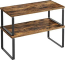 SONGMICS Cabinet Organizer Shelf, Set of 2 Kitchen Counter Shelves, Kitchen Storage, Spice Rack, Stackable, Expandable, Metal and Engineered Wood, Ink Black and Rustic Brown UKCS200X01 by CozyNest Decor