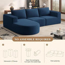 Modular Sectional Sofa with L-Shape Chaise,Cloud Sectional Modern Sleeper Couch with Deep Seat,Sponge Compression Sofas No Assembly Required (Blue-Corduroy Fabric) 1PCS by CozyNest Decor