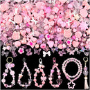 Assorted 170-230PCS Pink Acrylic Beads for Bracelet Making, Flower Bow Butterfly Candy GummyBear Aesthetic Bracelet Charms,Cute Beads for Jewelry Making DIY Necklace Keychain Phone Charm by TinyTreasures Baby Boutique