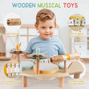 Kids Drum Set, Montessori Musical Instruments for Toddlers 1-3, Wooden Musical Toys for Baby 12-18 Months, Preschool Educational Xylophone Drum Kit, Birthday Gift for Boys Girls Ages 3+ by TinyTreasures Baby Boutique