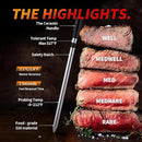 Meat Thermometer Digital Wireless, 800FT Long Range Bluetooth Cooking Thermometer, Food Thermometer for Remote Monitoring of Grill, Oven, Smoker, Air Fryer, Rotisserie, iOS & Android App by TinyTreasures Baby Boutique