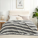 Snuggle Sac Queen Size Bed Blanket Stripe Black, Super Soft Warm Bedding Blankets Cozy Knit Fuzzy Plush Blankets for Bed, Living Room, Stripe Black, Queen 90"x90" by TinyTreasures Baby Boutique
