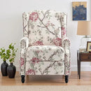 UIXE Pushback Recliner Chair, Fabric Upholstered Armchair Push Back Accent Chair for Living Room, Rivet Trim Home Theater Single Sofa Bedroom Reading Seat with Footrest - Beige Floral by CozyNest Decor