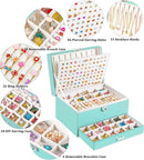 Earrings Jewelry Box for Girls, 5 Layers Jewelry Organizer with Earring Holder Organizer for Girls Earring Organizer Jewelry Boxes for Women Earrings and Necklaces Jewelry Box Organizer Teal by TinyTreasures Baby Boutique